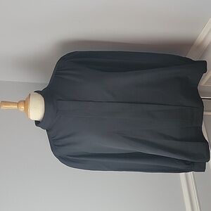 ARABELLA BLAKE VTG Black High Neck Front Pleat Puff Sleeve 80s Office Blouse 16